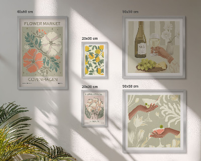 Tableau de décoration murale Fleurs et fruits style vintage