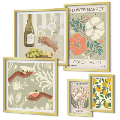 Tableau de décoration murale Fleurs et fruits style vintage