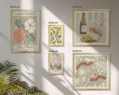 Tableau de décoration murale Fleurs et fruits style vintage