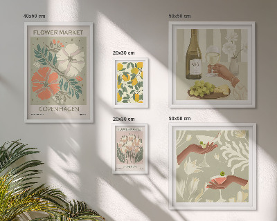Tableau de décoration murale Fleurs et fruits style vintage