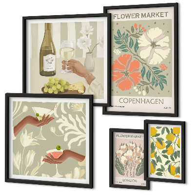 Tableau de décoration murale Fleurs et fruits style vintage