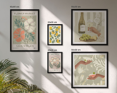 Tableau de décoration murale Fleurs et fruits style vintage