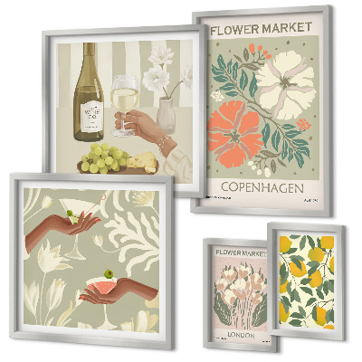 Tableau de décoration murale Fleurs et fruits style vintage