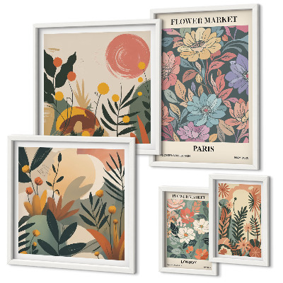 Lot de tableaux encadrés Motifs floraux Paris Londres
