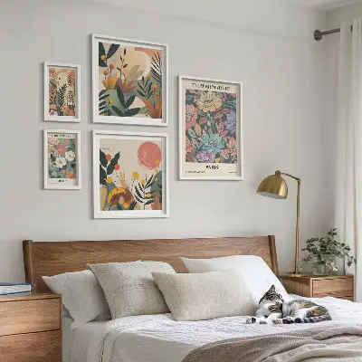 Lot de tableaux encadrés motifs floraux Paris et Londres