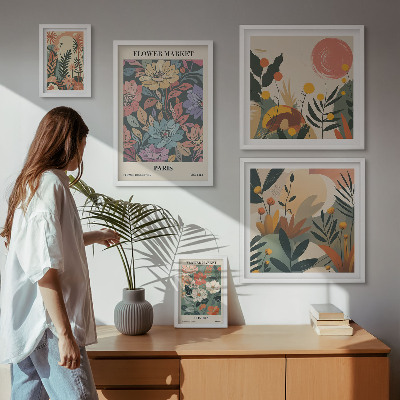 Lot de tableaux encadrés Motifs floraux Paris Londres