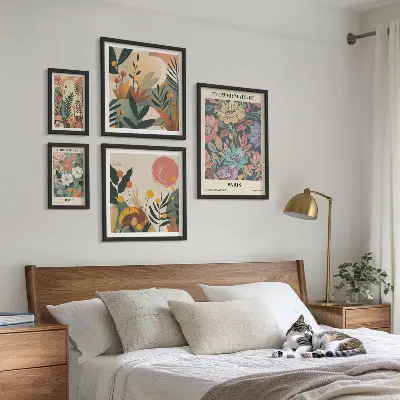 Lot de tableaux encadrés motifs floraux Paris et Londres