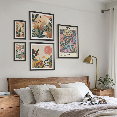 Lot de tableaux encadrés Motifs floraux Paris Londres
