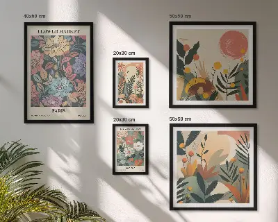 Lot de tableaux encadrés motifs floraux Paris et Londres