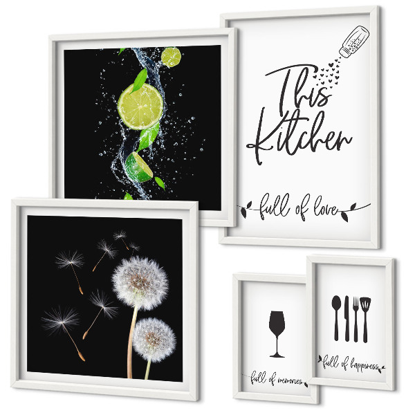 Ensemble de 5 tableaux Inspirations culinaires avec amour