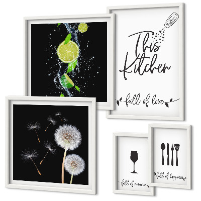 Ensemble de 5 tableaux Inspirations culinaires avec amour