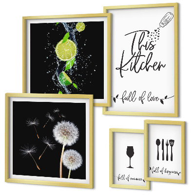 Ensemble de 5 tableaux Inspirations culinaires avec amour