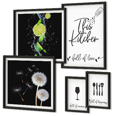 Ensemble de 5 tableaux Inspirations culinaires avec amour