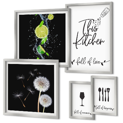 Ensemble de 5 tableaux Inspirations culinaires avec amour