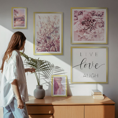 Ensemble de 5 tableaux Motifs floraux slogans pastel