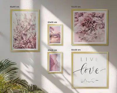 Ensemble de 5 tableaux motifs floraux et slogans pastel