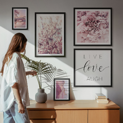 Ensemble de 5 tableaux Motifs floraux slogans pastel