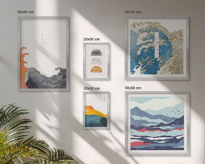 Lot de tableaux encadrés Décorations de montagnes ondulées de style japonais