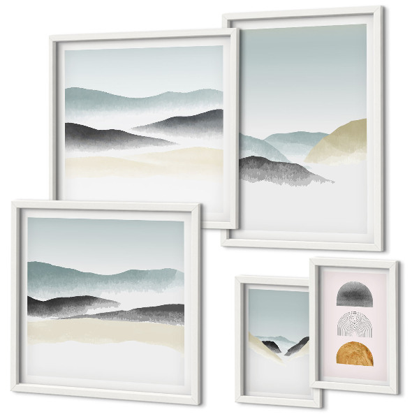 Ensemble de 5 tableaux Paysages naturels abstraits