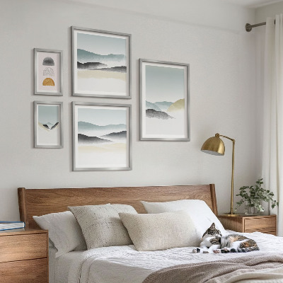 Ensemble de 5 tableaux Paysages naturels abstraits