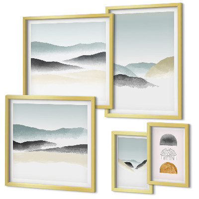 Ensemble de 5 tableaux Paysages naturels abstraits