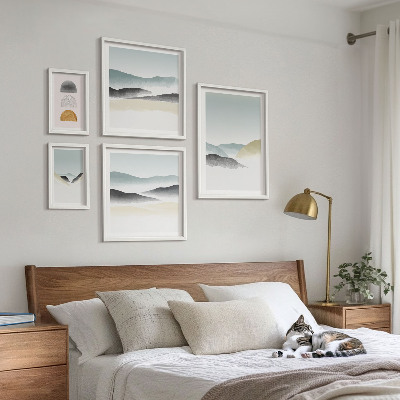Ensemble de 5 tableaux Paysages naturels abstraits