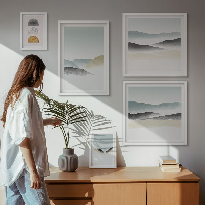 Ensemble de 5 tableaux Paysages naturels abstraits