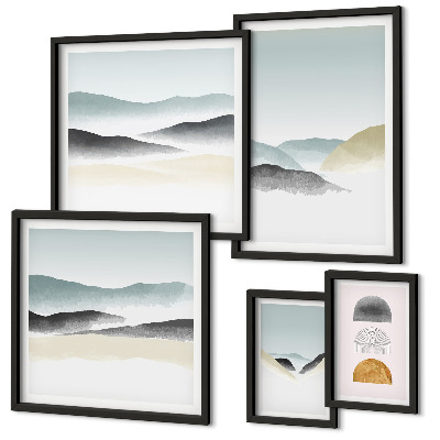 Ensemble de 5 tableaux Paysages naturels abstraits