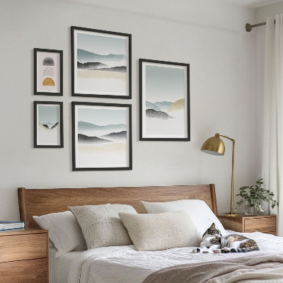 Ensemble de 5 tableaux Paysages naturels abstraits