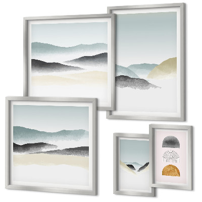 Ensemble de 5 tableaux Paysages naturels abstraits