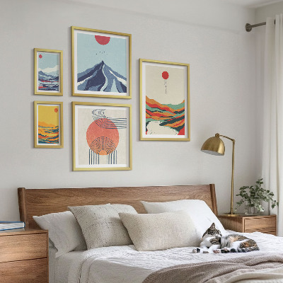 Lot de tableaux encadrés Paysages de montagne abstraits