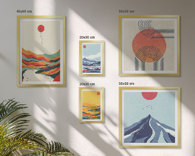 Lot de tableaux encadrés Paysages de montagne abstraits