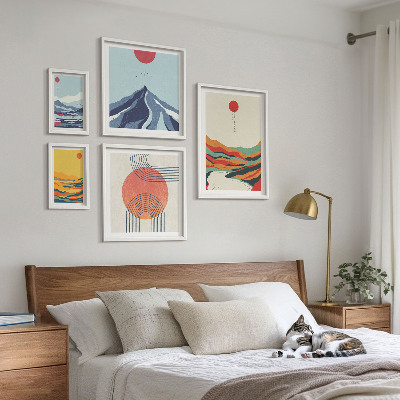 Lot de tableaux encadrés Paysages de montagne abstraits