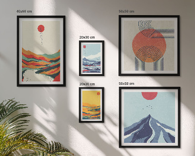 Lot de tableaux encadrés Paysages de montagne abstraits
