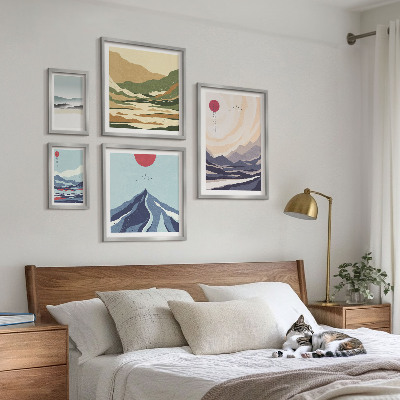 Ensemble de 5 tableaux Paysages de montagne abstraits