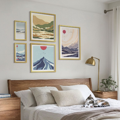 Ensemble de 5 tableaux Paysages de montagne abstraits