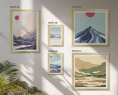 Paysages de montagne abstraits ensemble de 5 tableaux