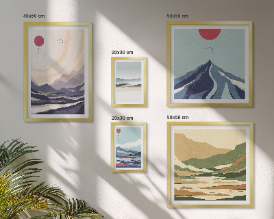 Ensemble de 5 tableaux Paysages de montagne abstraits