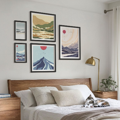 Ensemble de 5 tableaux Paysages de montagne abstraits