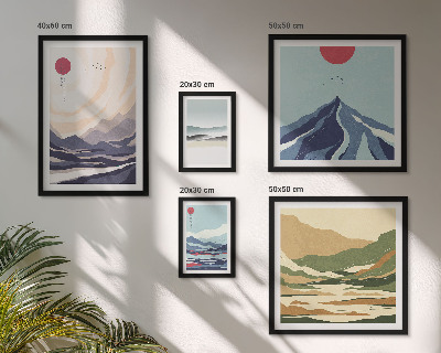 Ensemble de 5 tableaux Paysages de montagne abstraits