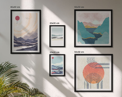 Lot de tableaux encadrés Paysages de montagne abstraits