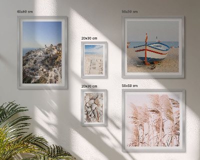 Ensemble de 5 tableaux Paysages, plages, bâtiments blancs