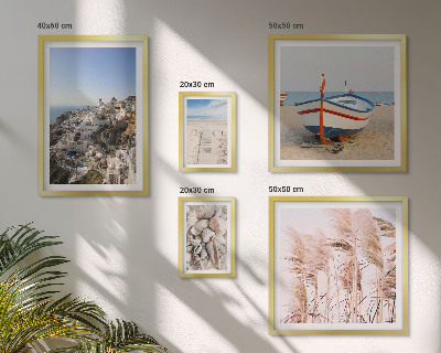 Ensemble de 5 tableaux Paysages, plages, bâtiments blancs