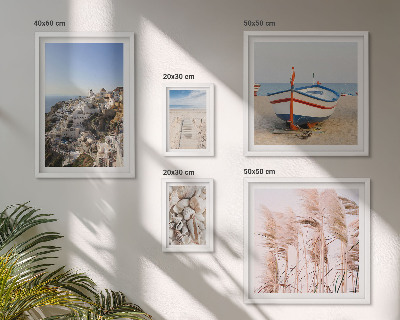 Ensemble de 5 tableaux Paysages, plages, bâtiments blancs