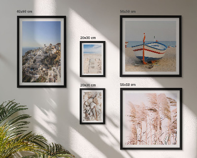 Ensemble de 5 tableaux Paysages, plages, bâtiments blancs