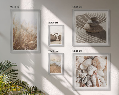 Lot de tableaux encadrés Coquillages et sable de bord de mer