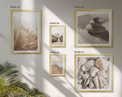 Lot de tableaux encadrés Coquillages et sable de bord de mer