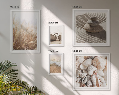 Lot de tableaux encadrés Coquillages et sable de bord de mer