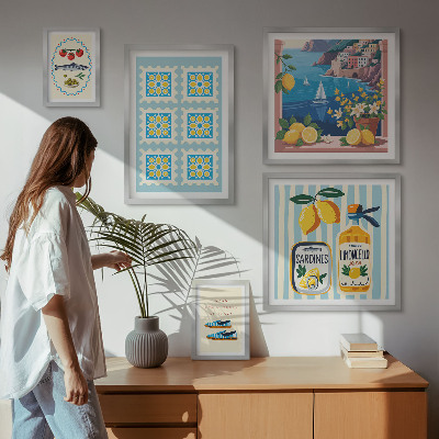 Lot de tableaux encadrés Goût de la cuisine italienne