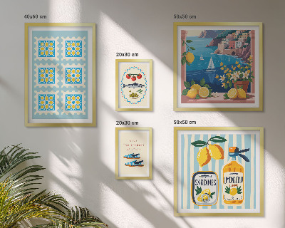 Lot de tableaux encadrés Goût de la cuisine italienne